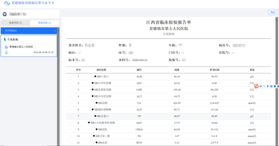 市五院接入市检查检验结果互认平台